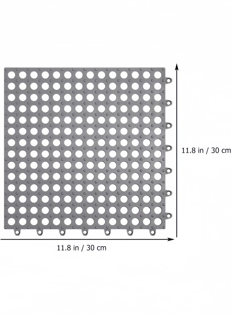 جيجيرو 24 قطعة من بلاط الأرضيات المطاطي المتشابك لتصريف المياه، سجادة حمام مانعة للانزلاق، سجادة أرضية حمام ناعمة من مادة TPE مع فتحة تصريف، سجادة أرضية حمام للحمام والمطبخ وحمام السباحة، كل قطعة 30 × 30 سم، لون رمادي - Image 4