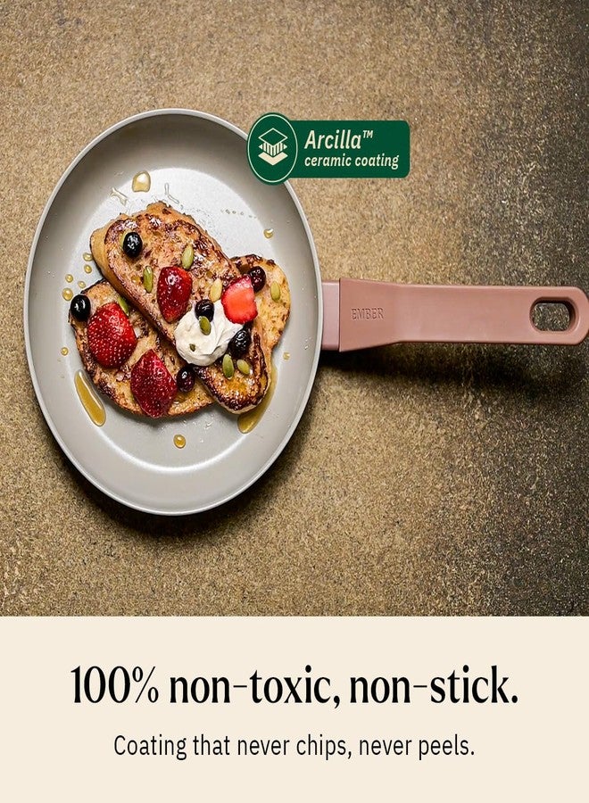 Ember Cookware Arcilla Ceramic Frying Pan 24cm | Non Stick Cookware | Non Toxic Pan | ISI Certified | Ceramic Fry Pan for Cooking | PFAS & PTFE Free | 5-Year Warranty | Terracotta - Image 2