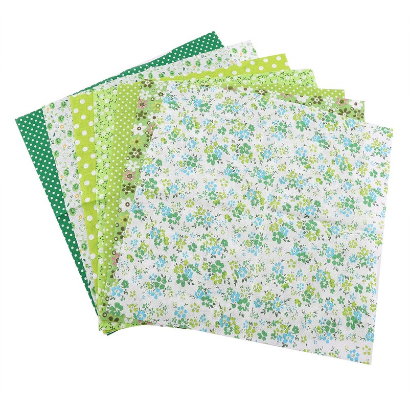 7pcs 50*50cm Cotton Fabric DIY Assorted Squares Pre Cut Bedding Kit Quarters Bundle (Green) - Image 1