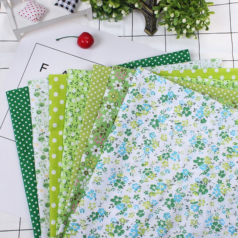 7pcs 50*50cm Cotton Fabric DIY Assorted Squares Pre Cut Bedding Kit Quarters Bundle (Green) - Image 5