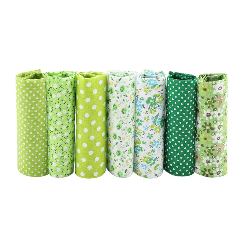 7pcs 50*50cm Cotton Fabric DIY Assorted Squares Pre Cut Bedding Kit Quarters Bundle (Green) - Image 3