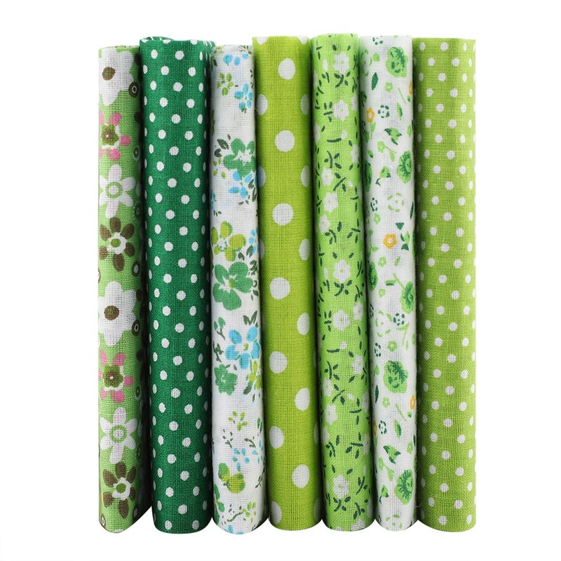 7pcs 50*50cm Cotton Fabric DIY Assorted Squares Pre Cut Bedding Kit Quarters Bundle (Green) - Image 4