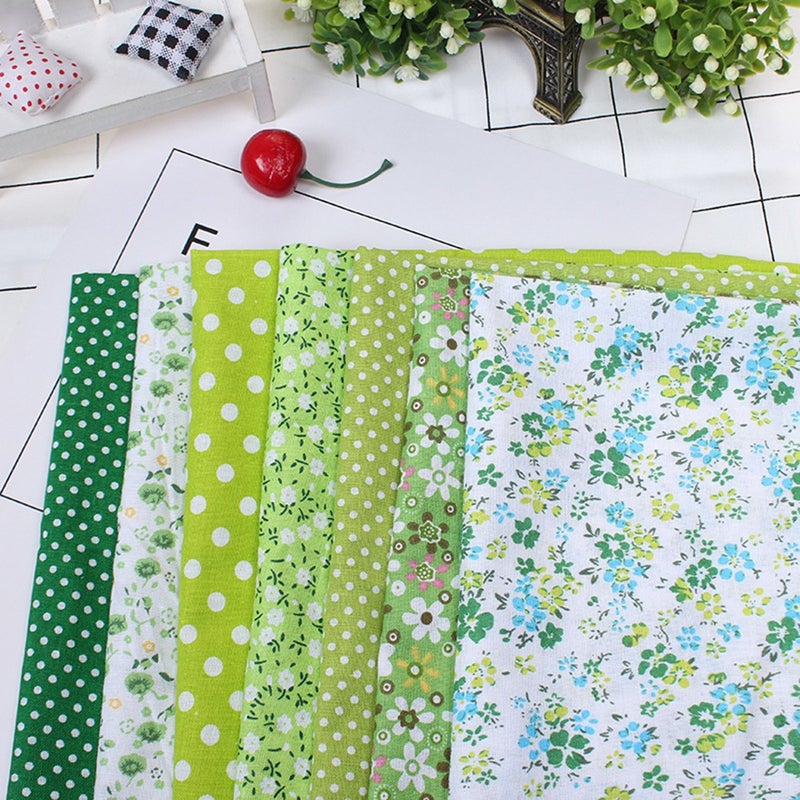 7pcs 50*50cm Cotton Fabric DIY Assorted Squares Pre Cut Bedding Kit Quarters Bundle (Green) - Image 2
