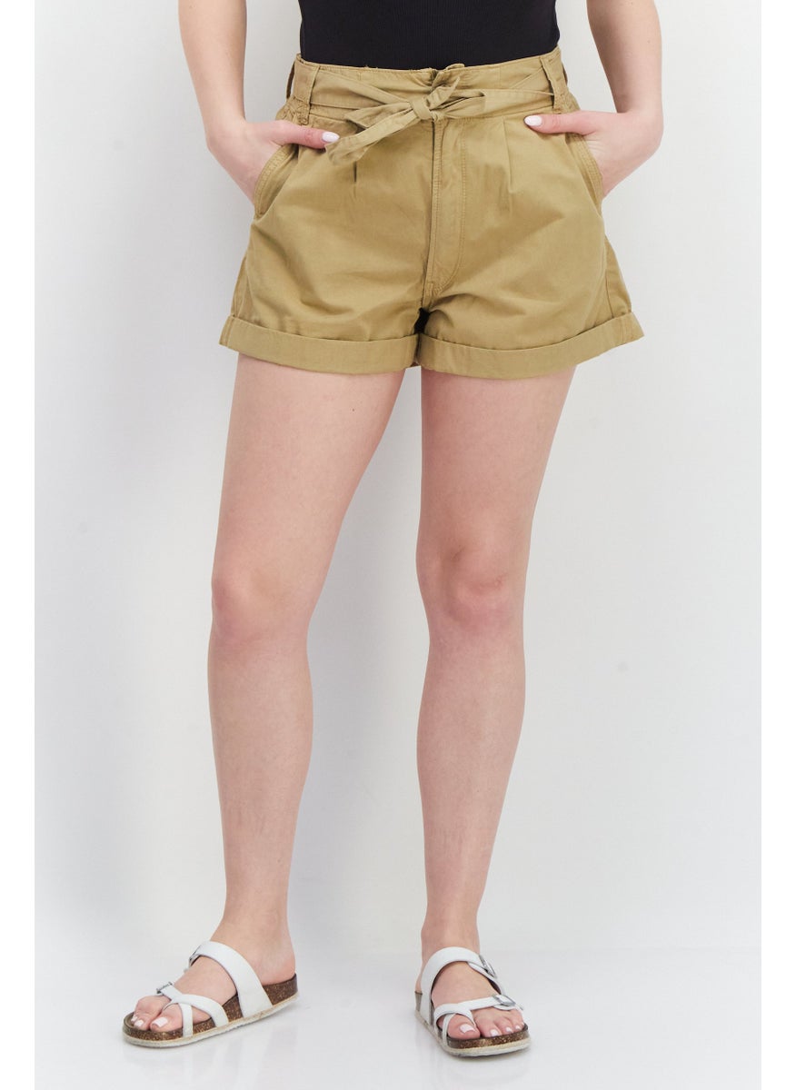 Pepe Jeans Women Hight Waist Belted Short, Brown  - Image 1