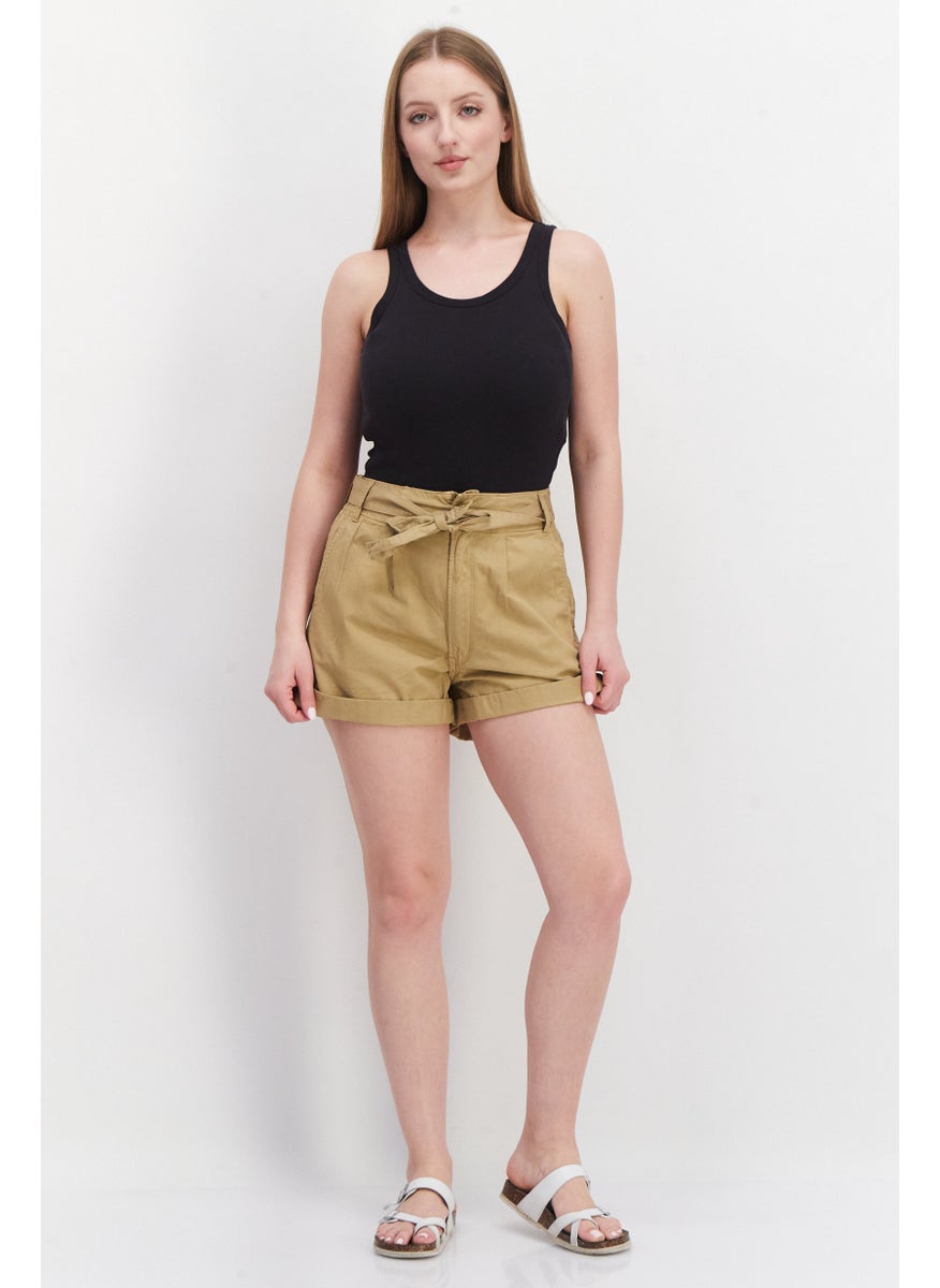 Pepe Jeans Women Hight Waist Belted Short, Brown  - Image 3