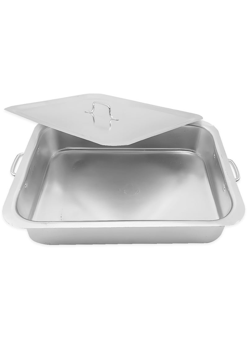 A set of 4 pieces of aluminum rectangular oven trays with a lid - Image 4