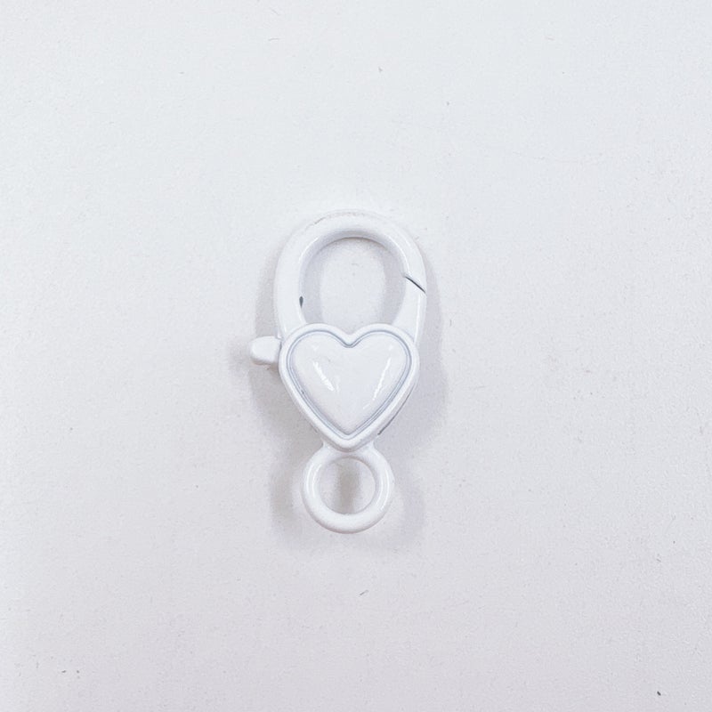 DIY Jewelry Colorful Painted Heart Lobster Clasp Retro Keychain White 