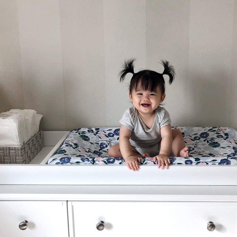 aden + anais Essentials Changing Pad Cover, 100% Cotton Muslin, Super Soft & Breathable, Tailored Snug Fit, Single, Flowers Bloom - Image 3