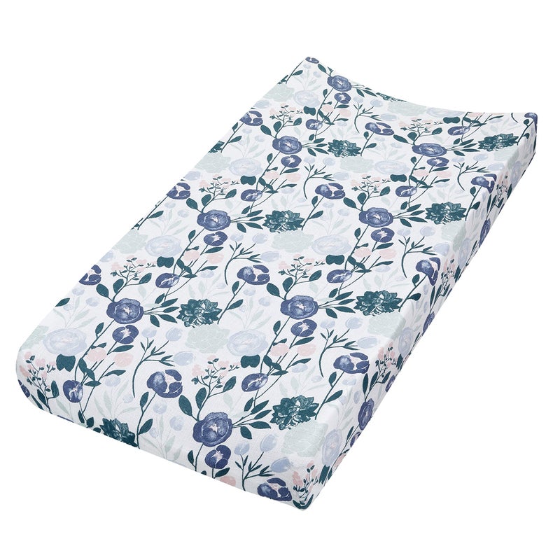 aden + anais Essentials Changing Pad Cover, 100% Cotton Muslin, Super Soft & Breathable, Tailored Snug Fit, Single, Flowers Bloom - Image 1