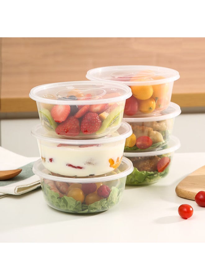 Maryya Meili Ya Disposable Round Food Containers, 1000ml*20 Sets, Takeaway Bowls, Thickened With Lids, Microwave Safe - Image 4