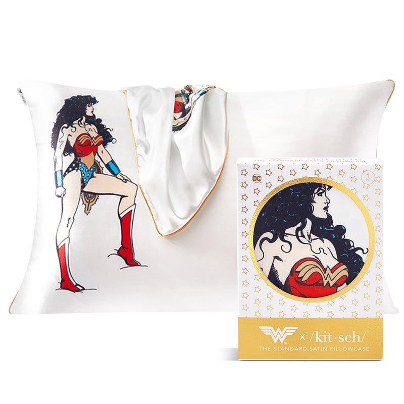Kitsch Wonder Woman x Kitsch Satin Pillowcase with Zipper for Hair Skin Softer Than Silk Pillow Cases Cooling Satin Pillow Case WrinkleFree Pillow Cases Standard Size 19x26 Believe in Wonder - Image 2