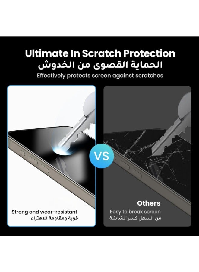 واقي شاشة لـ آيفون 15 (iPhone 15) تغطية كاملة للخصوصية واقي شاشة زجاج مقوى 2 قطعة - Image 5