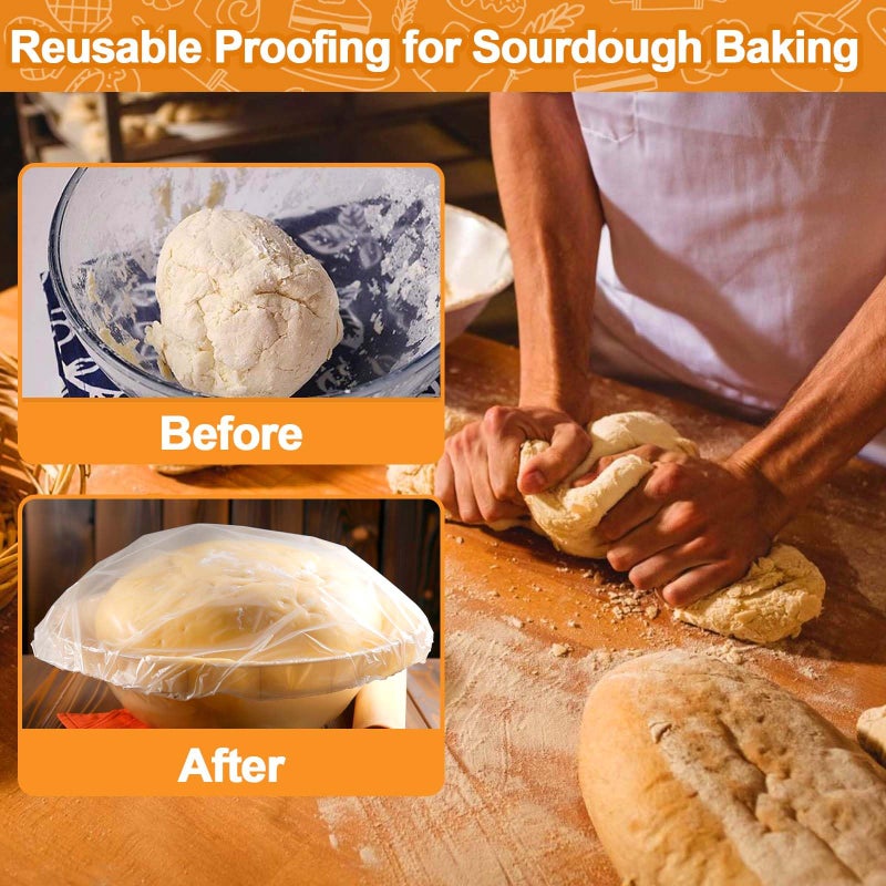 Mity Rain 100PCS Bowl Covers for Bread Proofing, Reusable Elastic Sourdough Bread Baking Supplies, Plastic Bowl Covers for Bread Rising, Stretchable Plastic Wrap for Storage Containers - Image 4