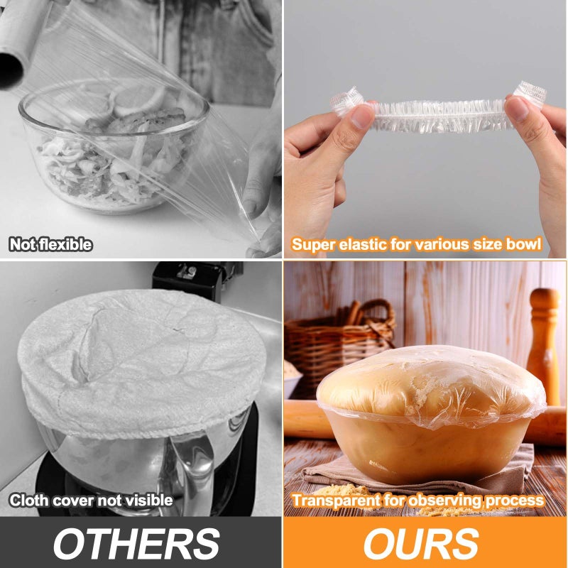 Mity Rain 100PCS Bowl Covers for Bread Proofing, Reusable Elastic Sourdough Bread Baking Supplies, Plastic Bowl Covers for Bread Rising, Stretchable Plastic Wrap for Storage Containers - Image 2