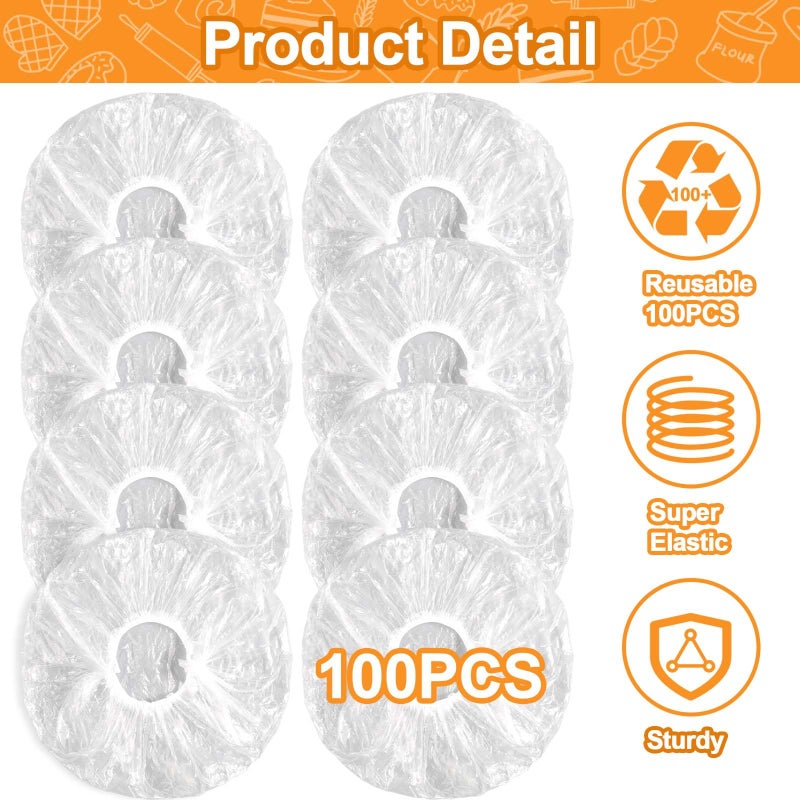 Mity Rain 100PCS Bowl Covers for Bread Proofing, Reusable Elastic Sourdough Bread Baking Supplies, Plastic Bowl Covers for Bread Rising, Stretchable Plastic Wrap for Storage Containers - Image 5