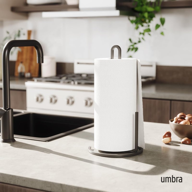 UMBRA Squire Free-Standing Paper Towel Holder for Kitchen or Bathroom, Modern Metal Design Looks Like Cast Iron, Black - Image 1