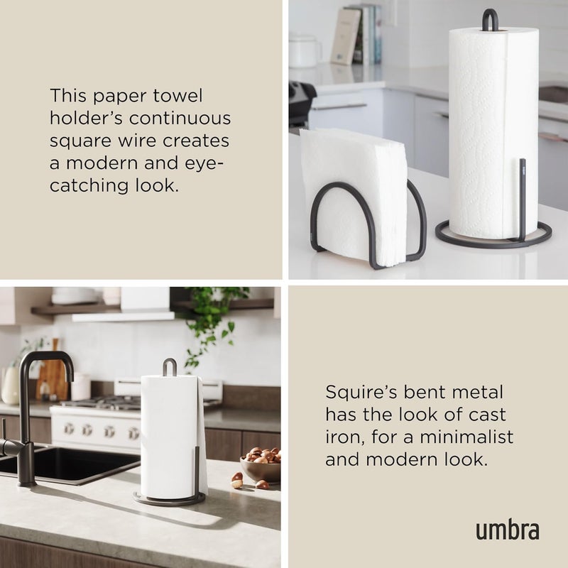 UMBRA Squire Free-Standing Paper Towel Holder for Kitchen or Bathroom, Modern Metal Design Looks Like Cast Iron, Black - Image 3