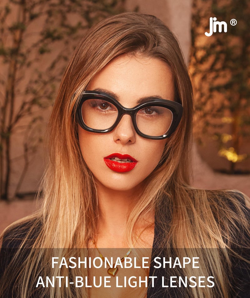 JM 3 Pack Oversized Cat Eye Reading Glasses for Women Funky Blue Light Flexible Cateye Readers +2.0 - Image 2