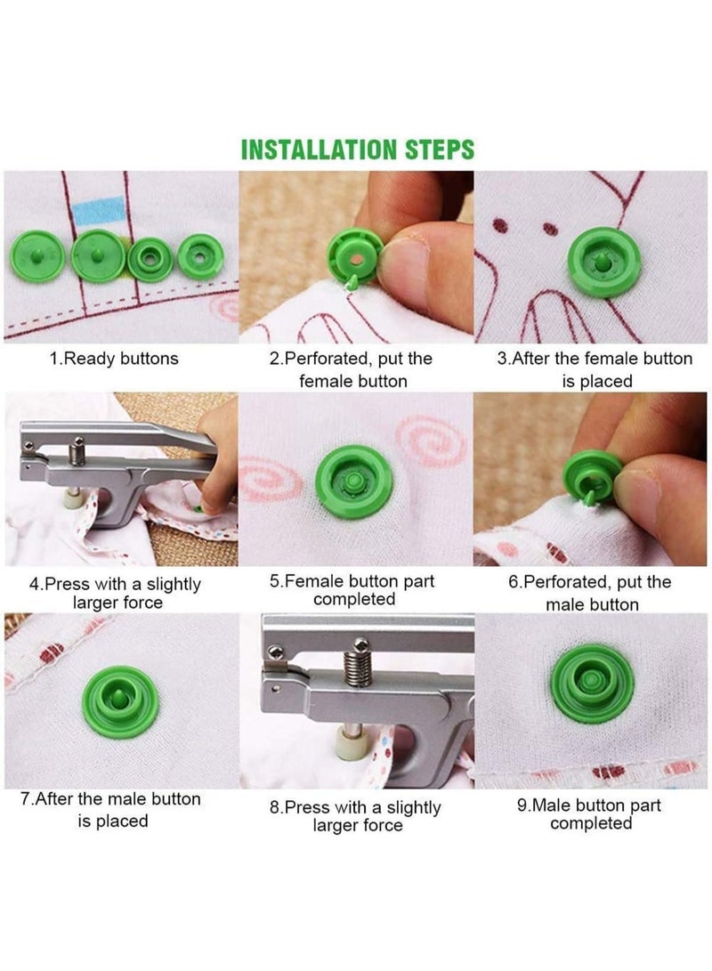 150 Sets 15 Colors Snap Buttons with Snap Pliers Kit, No-Sew Button Fastener Setter with T5 Plastic Snap Button & Organizer Containers for Starter Cloth Fabric Sewing DIY Crafts - Image 4