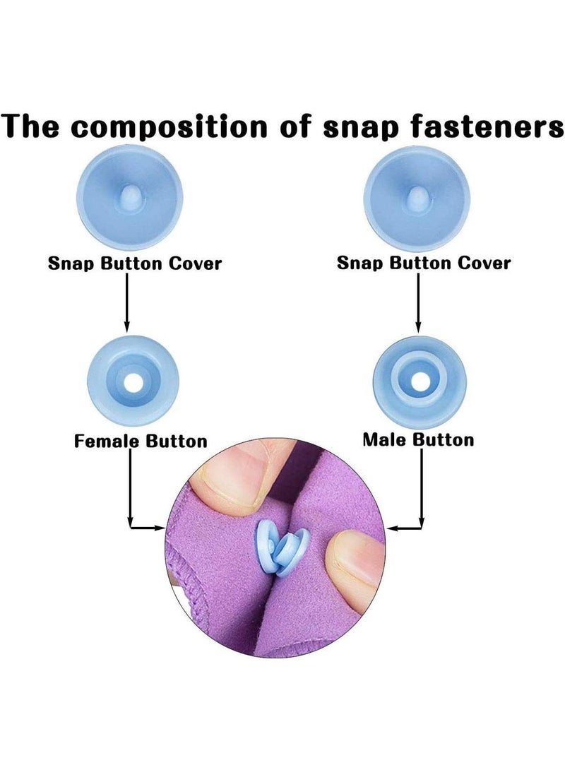 150 Sets 15 Colors Snap Buttons with Snap Pliers Kit, No-Sew Button Fastener Setter with T5 Plastic Snap Button & Organizer Containers for Starter Cloth Fabric Sewing DIY Crafts - Image 3