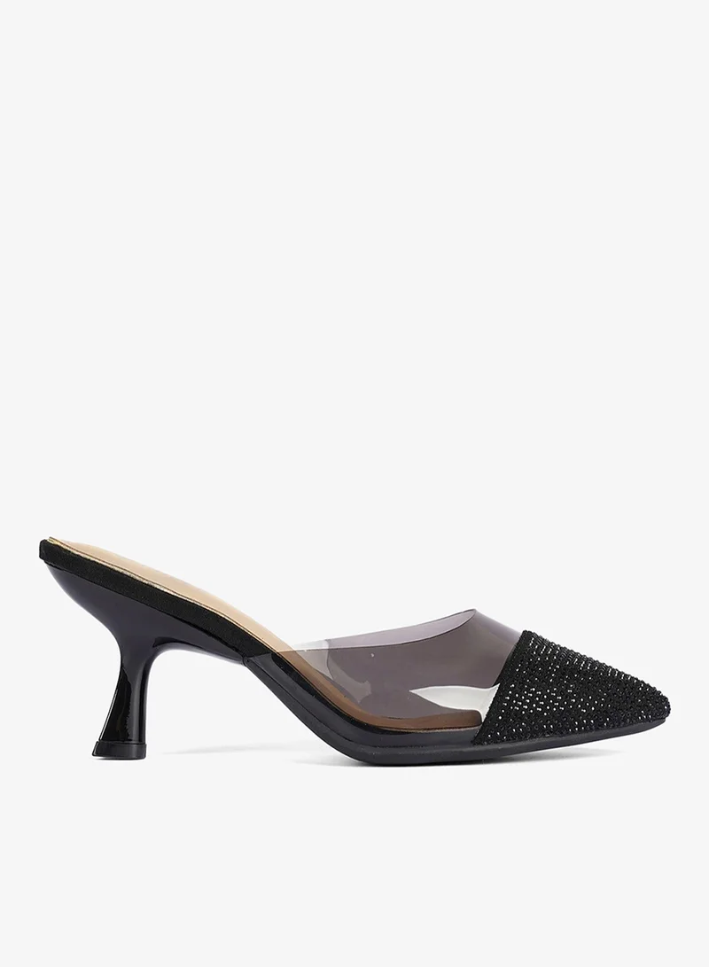 كابلي حذاء ميول بكعب مزين وشفاف