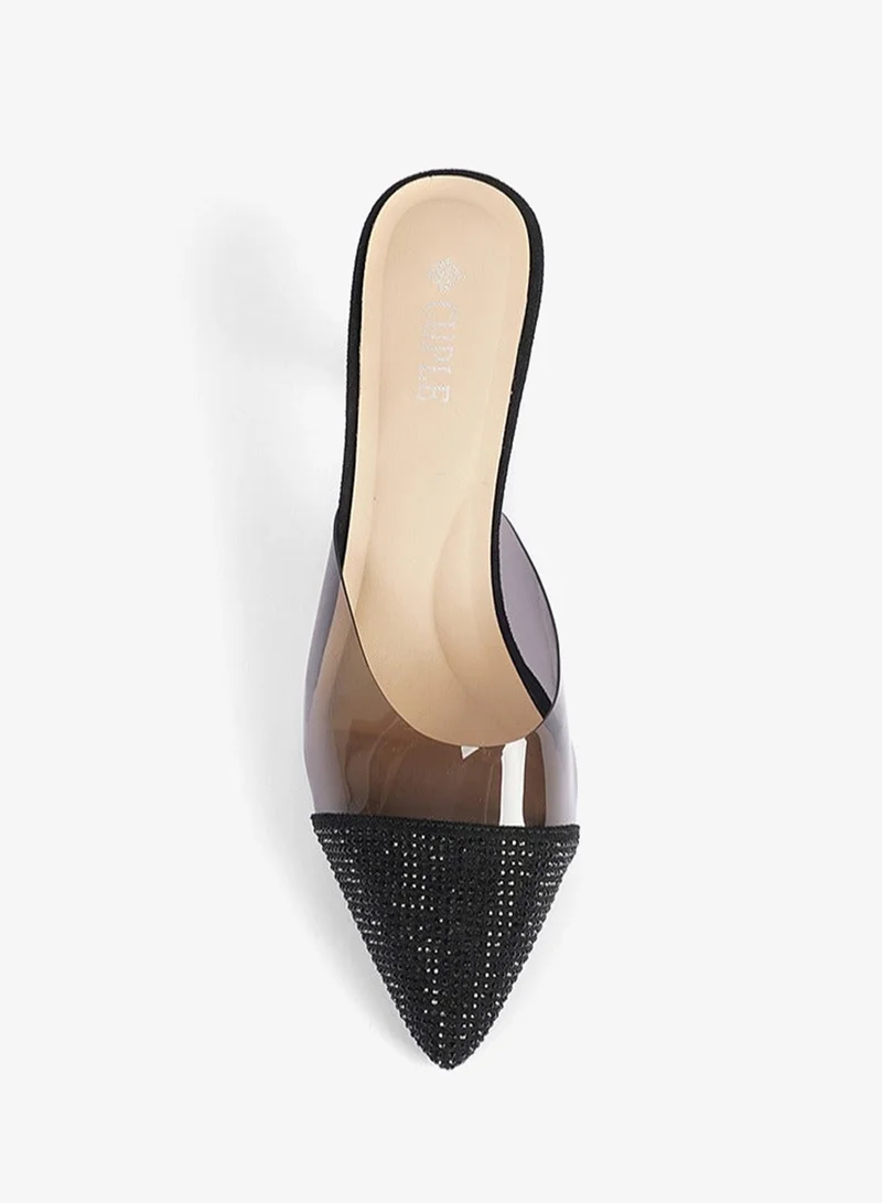 Cuple  Transparent Embellished Mule Heel for Women | Best Price UAE