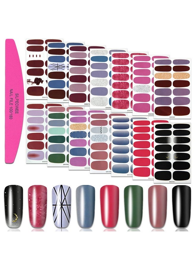 SILPECWEE 14 Sheets Solid Color Nail Polish Strips for Women Adhesive Nail Stickers Full Nail Wraps Nail Strips Real Nail Polish Nail Tips with 1pc Nail File - Image 1