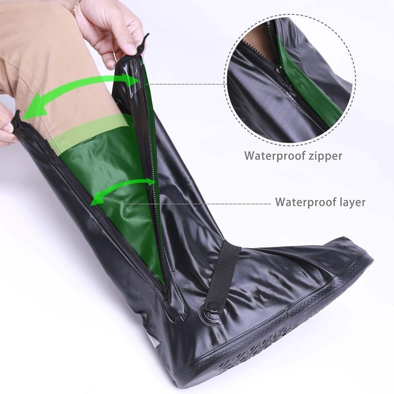 Life-C DJZSSXLW Rain Snow Waterproof Shoe Covers Motorcycle Boots Women Men Black (3XL) - Image 4