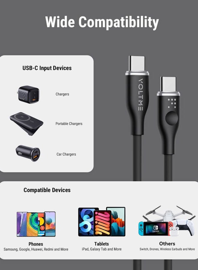 VOLTME USB C Cable, 60W USB C to USB C Cable 3.3ft, USB 2.0 Type C Charging Cable Fast Charge Cord for MacBook Pro 2020, iPad Pro 2020, iPad Air 4/5, MacBook Air 2020, Galaxy S21, Switch (Black) - Image 5