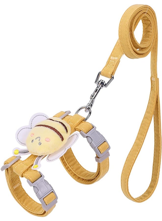 1 piece  Cat Harness and Leash Set for Outdoor Travel Walking Escape Proof Soft Safe Adjustable Kitten Puppy Small Strap Kitty Cute Bee Wings Yellow - Image 2