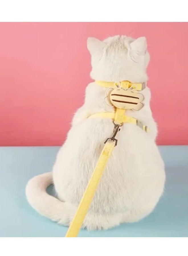 1 piece  Cat Harness and Leash Set for Outdoor Travel Walking Escape Proof Soft Safe Adjustable Kitten Puppy Small Strap Kitty Cute Bee Wings Yellow - Image 4