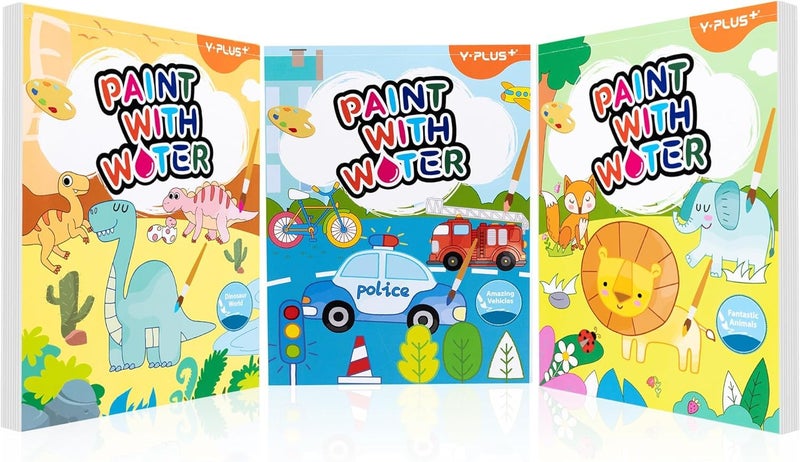 YPLUS Paint with Water Books for Toddlers, Art Craft Toys Watercolor Painting Paper, Gift for Kids Ages 1-3, 2-4, 4-6, Drawing with Brush - 3 Themes - Image 1