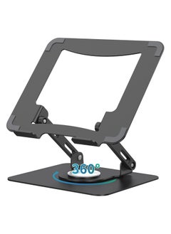 Hihonor Laptop Stand with 360° Rotating Base, Ergonomic Computer Riser for Desk, Adjustable Height Multi-Angle, Foldable Laptop Mount, Stable Metal Holder Support 10-15.6" Notebook PC, Black  - Image 1