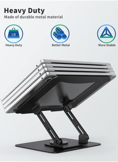 Hihonor Laptop Stand with 360° Rotating Base, Ergonomic Computer Riser for Desk, Adjustable Height Multi-Angle, Foldable Laptop Mount, Stable Metal Holder Support 10-15.6" Notebook PC, Black  - Image 5