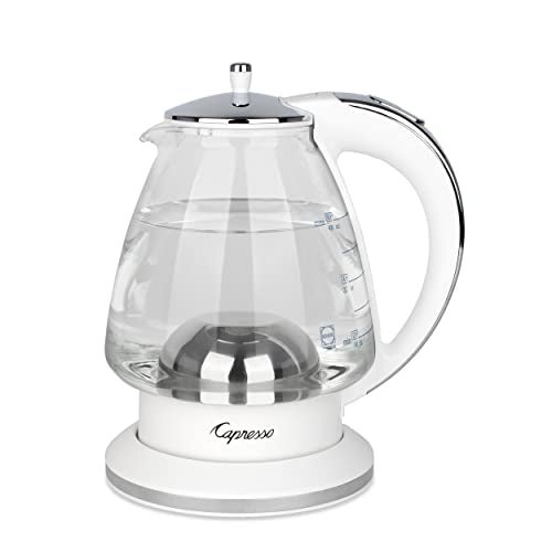 Capresso H2O Glass Kettle, 240.02, White and polished chrome, 48 ounces - Image 1