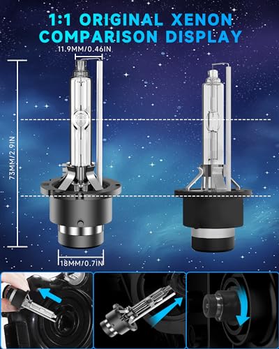 SENROBO Fit for 2011-2016 Toyota Avalon Sienna Venza D4S HID Xenon Headlight Bulbs, 350% Brightness, High Low Beam Light Bulb, 6000K White, Plug and Play, Pack of 2 - Image 5