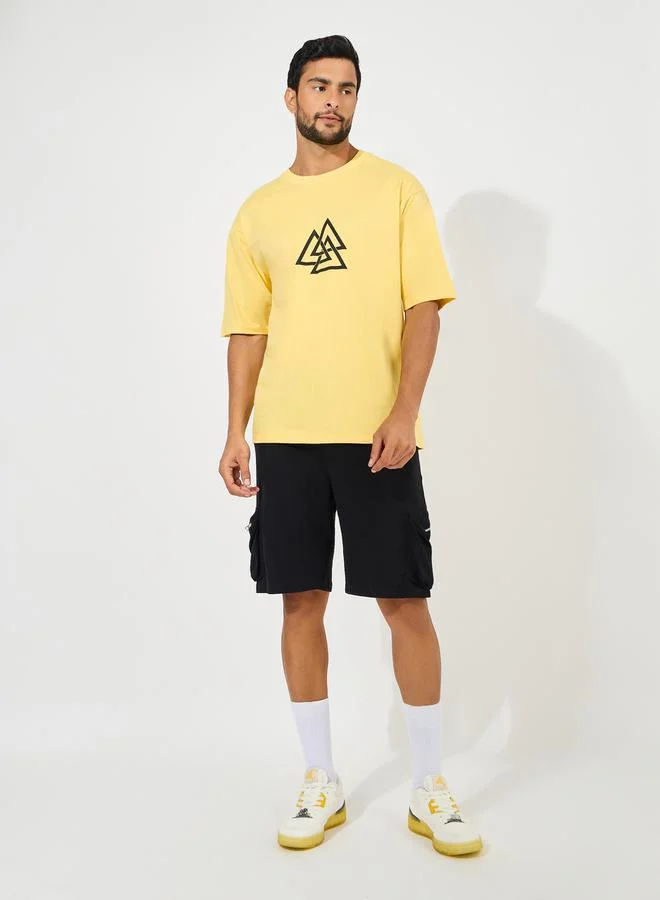 ستايلي HD Minimal Print Compact Jersey Oversized T-Shirt