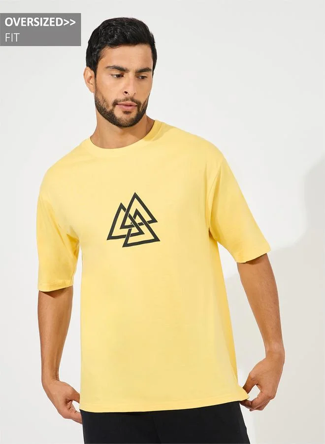 ستايلي HD Minimal Print Compact Jersey Oversized T-Shirt