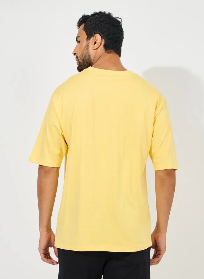 ستايلي HD Minimal Print Compact Jersey Oversized T-Shirt