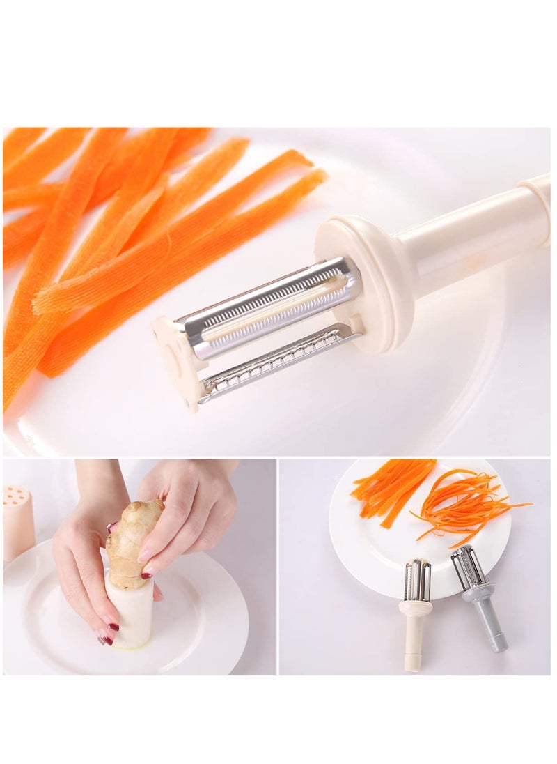 SYOSI 4 in 1vegetable Peeler Stainless Steel, 2 Pcs Fruit Peeler Professional Multifunction, Potato Grater Peeling Knife  with Plastic Handle for Making Delicious Salads Vegetarian Noodles Fruit Scraper  - Image 2