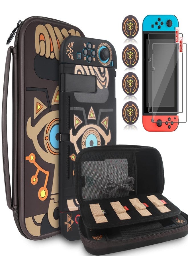 TIKOdirect Carrying Case Accessories for Switch,Portable Travel Case with Soft Protective Case, Screen Protectors and Thumb Grip caps, Black - Image 1