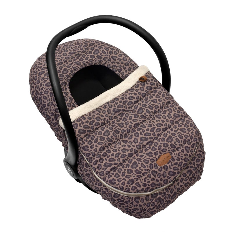JJ COLE JJ Cole Winter Baby Car Seat Cover Winter Car Seat Cover for Baby Seat or Stroller Infant Car Seat Covers with Warm Sherpa Lining Leopard