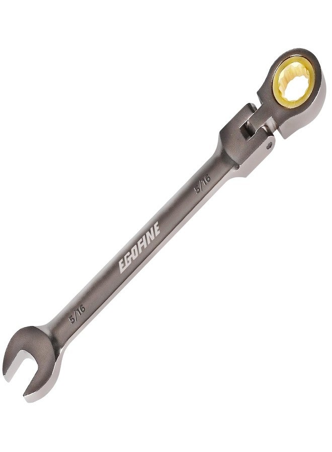 مفتاح ربط سقاطة Egofine 5/16 برأس مرن، مفتاح ربط سقاطة 5/16 بمفتاح ربط مركب SAE، مفتاح ربط تروس صناعي بطرف صندوقي 12 نقطة، سقاطة 72 سنًا مطلية بالنيكل، فولاذ كروم فاناديوم - Image 1