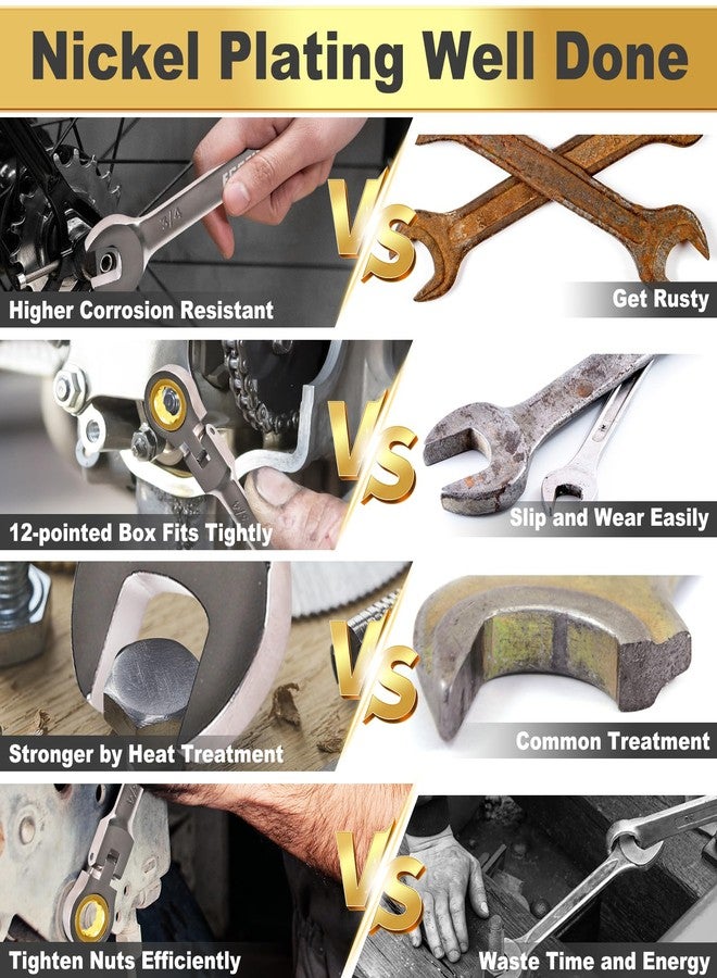 مفتاح ربط سقاطة Egofine 5/16 برأس مرن، مفتاح ربط سقاطة 5/16 بمفتاح ربط مركب SAE، مفتاح ربط تروس صناعي بطرف صندوقي 12 نقطة، سقاطة 72 سنًا مطلية بالنيكل، فولاذ كروم فاناديوم - Image 5