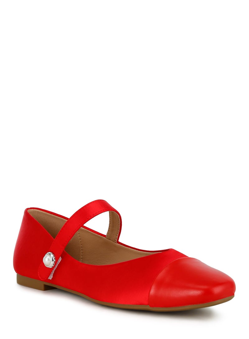 London Rag Red Patent Toe Cap Satin Mary Jane  - Image 2