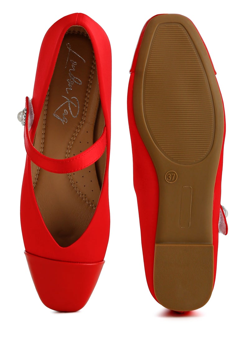 London Rag Red Patent Toe Cap Satin Mary Jane  - Image 4