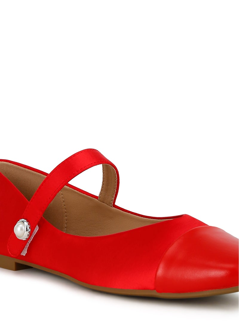 London Rag Red Patent Toe Cap Satin Mary Jane  - Image 5