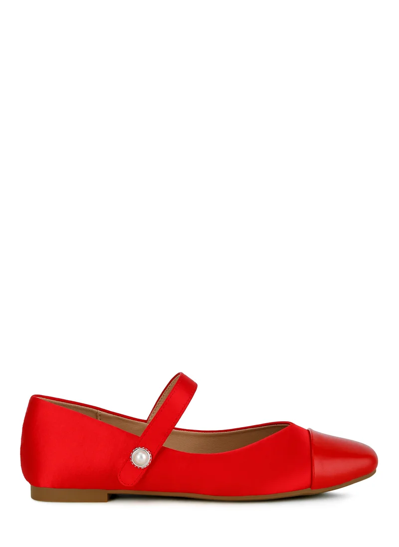 London Rag Red Patent Toe Cap Satin Mary Jane