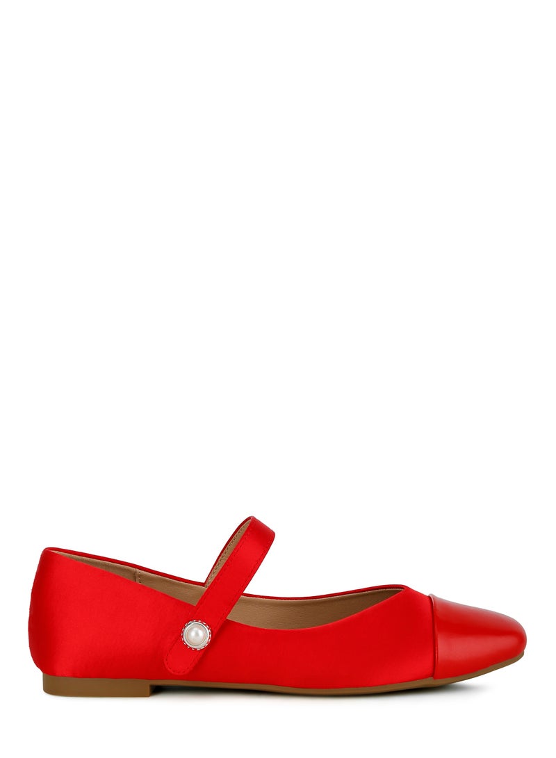 London Rag Red Patent Toe Cap Satin Mary Jane  - Image 1