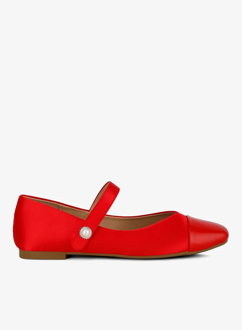 Red Patent Toe Cap Satin Mary Jane